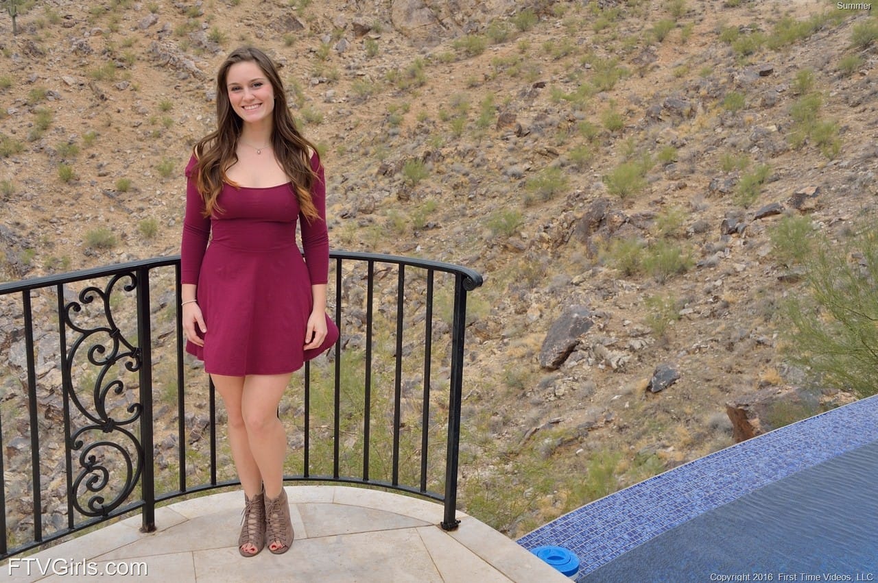 Beautiful girlfriend with nice titties Summer doffs her dress & toys her clam, Summer - Dress, Gyönyörű, Fiatal - 18. kép