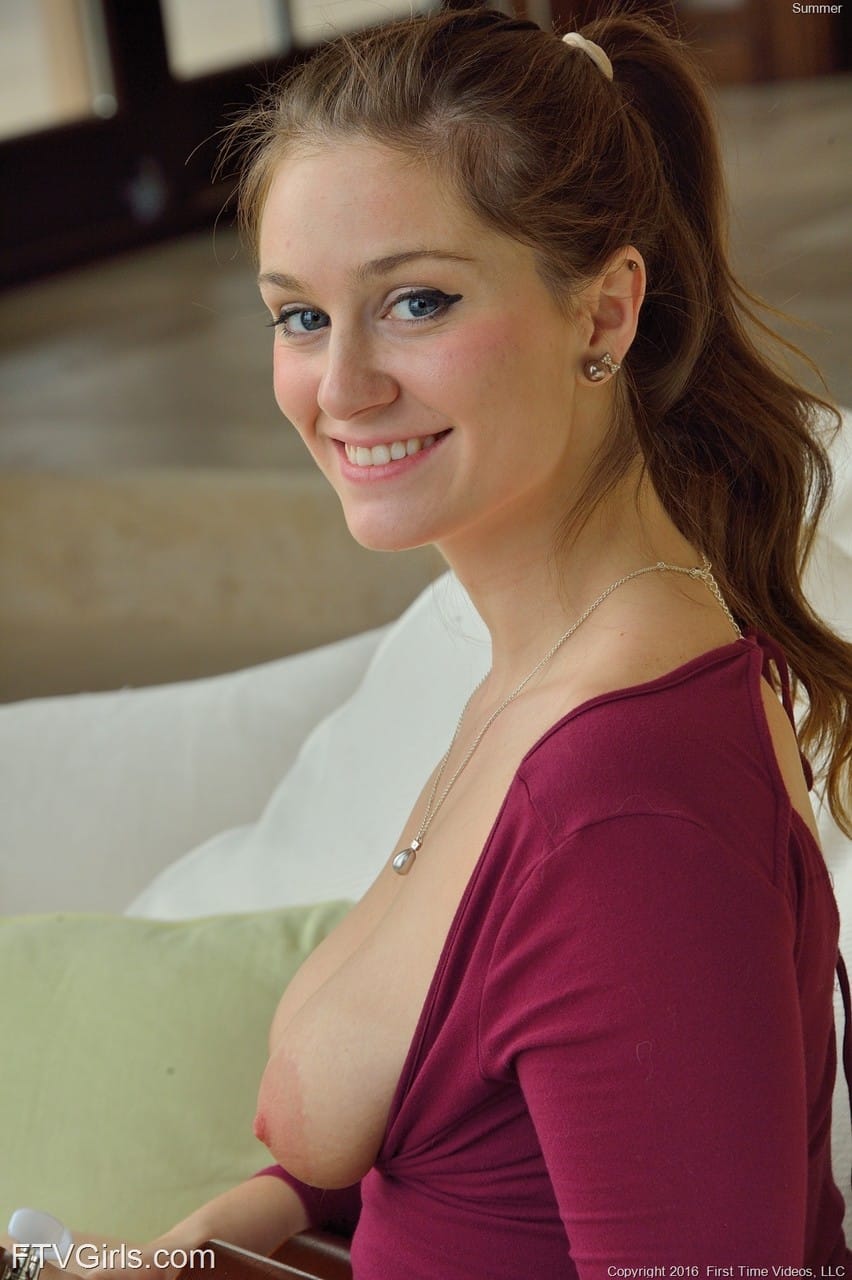 Beautiful girlfriend with nice titties Summer doffs her dress & toys her clam, Summer - Dress, Gyönyörű, Fiatal - 8. kép